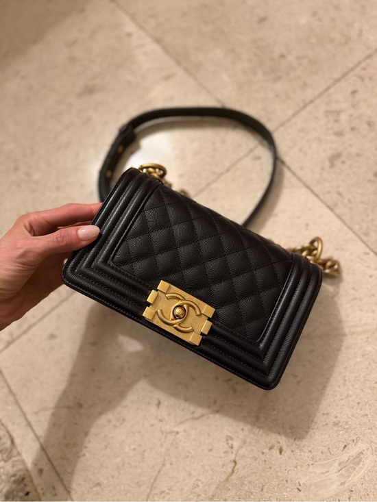 CHANEL Handbags - CHANEL Black Quilted Boy Crossbody with Gold Hardware